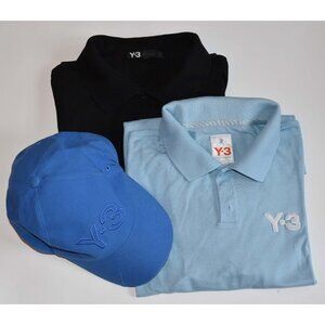 LOT of 3 Adidas Y-3 JOHJI YAMAMOTO Items - 2 Polos & 1 Cap - Medium w/ L Cap